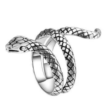 WANGAIYAO нова мода самоличността на ретро сребърно покритие боя змия унисекс пръстен темперамент дива двойка във формата на змия пръстен бижута