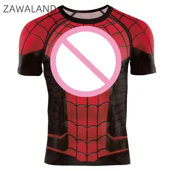 Мъжки Компресиране Риза Zawaland, тениски С 3D Принтом Супергерой от Филм-аниме, За Джогинг, За Фитнес, С Къс Ръкав, бързо съхнещи Стегнати Ризи