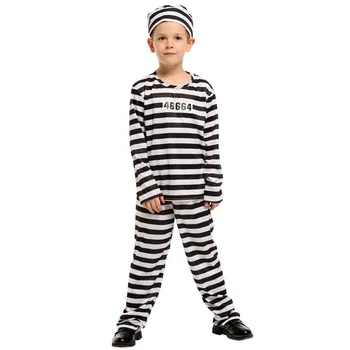 Хелоуин Детска Затворнически Клетки Униформи Cosplay Cosplay Черно-Бели Райета Костюм
