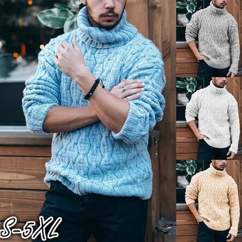 Есенно-зимни Нови продукти, Пуловер с висока воротом и дълги ръкави, Всекидневни Модерен пуловер Вязаный