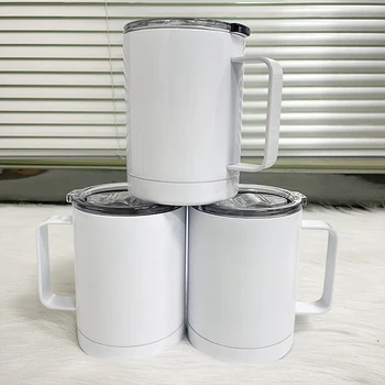 Двете Бели Празни Чаши за Кафе 12 унции С Дръжка, Автомобилни Чаши От Неръждаема Стомана, Персонализирана За Сватбен Подарък