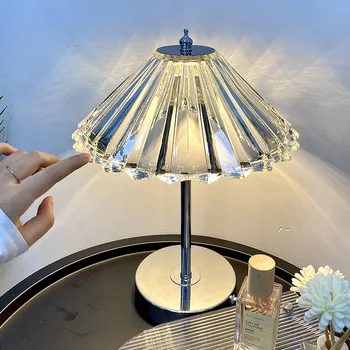 Гъбата Настолна Лампа Стъкло E27 Прозрачна Лампа Регулируема Светлина Проекция Защита На Очите Осветителни Тела, Интериор На Спалнята